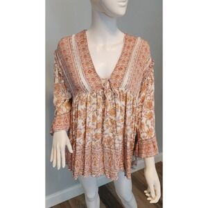 Free People Dress Size‎ Small/P Beige Earth Tones Lace Boho Hippie Peasant